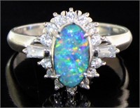 Platinum 1.40 ct Natural Opal & Diamond Ring