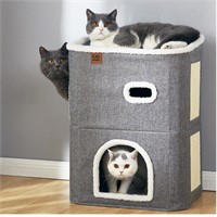 CATBOAT 2-Storey Cat House for Indoor Cats Bed, Co