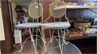 Set of 4 White Wrought Iron Chairs