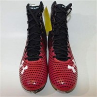 132 UNDER ARMOUR RED/BLACK CLEATS - MENS SIZE 9 -