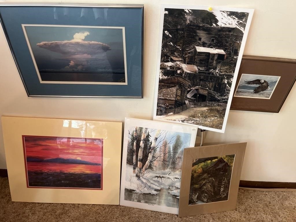 collection of six alaska photos, prints, & scenes