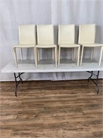 4pc White Italian Leather Side Chairs - Some Wear