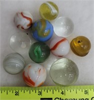 10 large glass marbles