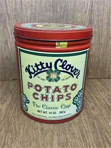 Vintage Kitty Clover Potato Chip Tin