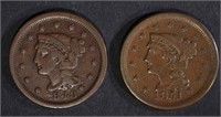1848 & 51 LARGE CENTS, VF