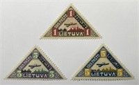 LITHUANIA: 1922 Air Mail Complete Set C15-17