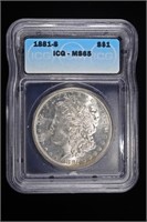 1881-S MORGAN DOLLAR ICG MS65