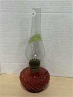 Cranberry Chamber Lamp - Bead Swirl Pattern
