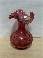 Cranberry Vase - Ruffled Edge Coin Dot