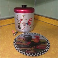 Rooster Canisters & Plate