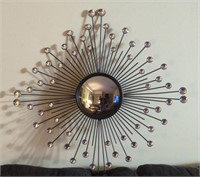 Metal and Glass Convex Starburst Mirror
