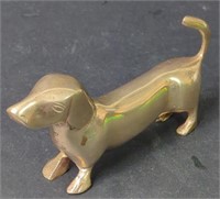 Solid Brass 5" Long Daschund Dog Figurine