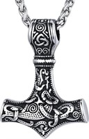 Viking Thor's Hammer Talisman Necklace Wheat Chain