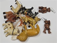VIntage Wooden Animals, Bear Earrings