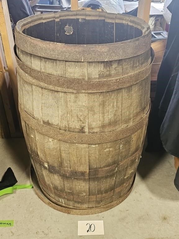 Wooden Barrel - 35" Tall x 22" Top Diam.