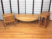 2 Oak Side Tables and Oak Coffee Table