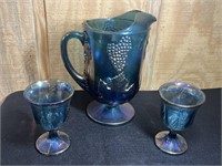 10" Iridescent Carnival Glass Footed Pitcher