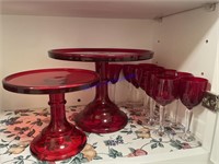 Vintage Red Desert Plates & Stemware