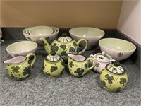 Various Shamrock Bowls, Mugs, and Tea Set