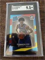 17-18 Optic Red Yellow Rookie De'Aaron Fox SGC 9.5