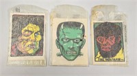 3) VINTAGE MONSTER HORROR WINDOW STICKERS