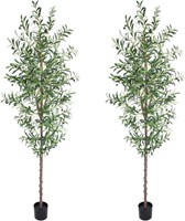 2 Pack-Artificial Olive Tree  7FT Tall.