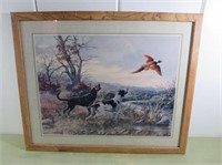 Framed Hunting Dogs w/Pheasant Print
