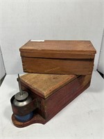Wooden box pair - Service box with oiler & slide b