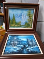 2- Oil Canvas Mountain Scenes