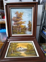 2 Oil Canvas Mountain Forest Scenes