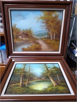 2 Oil Canvas Forest Scenes