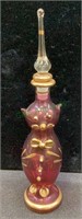 Vintage cranberry blown glass cat perfume bottle