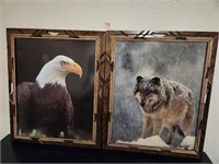 Eagle and Wolf Pictures w/ Beautiful Wood Frames