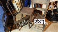 2 Vintage Chairs & Wooden Stool