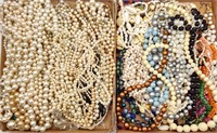 HUGE GROUP PEARLY NECKLACES OLDER ETC