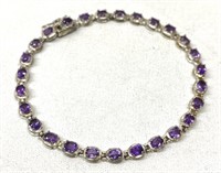 Sterling Silver Bracelet w/ Purple Accents