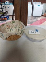 Longaberger basket and plastic serving bowl