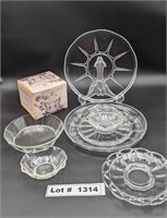 GLASS SERVING PLATES BOWLS AND CANDY DISH