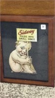 Adv. Sideway Kewpie Framed Sign (51A)