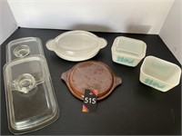 Corningware Dish with Lid & Various Vintage Dishes