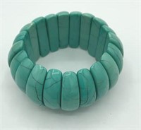 Faux Turquoise Chunky 3" Stretch Bracelet