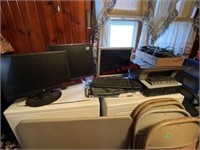 Assorted Computer Monitors, Printer, Keyboards &