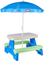 Picnic Table with Umbrella - Blue / Green