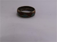 Pawn Sterling Large sz13.5 Ring w/ Turquoise/Coral