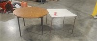 42" round steel case table & folding card table.