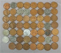 Wheat Steel Pennies 1920's - 1950's / 55 pc