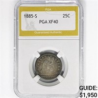 1885-S Seated Liberty Quarter PGA XF40