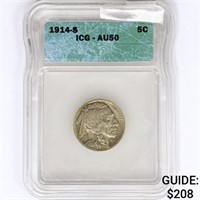 1914-S Buffalo Nickel ICG AU50