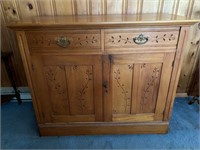 Antique Spoon Carved Wood Cabinet