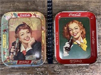 2 vintage Coca Cola trays